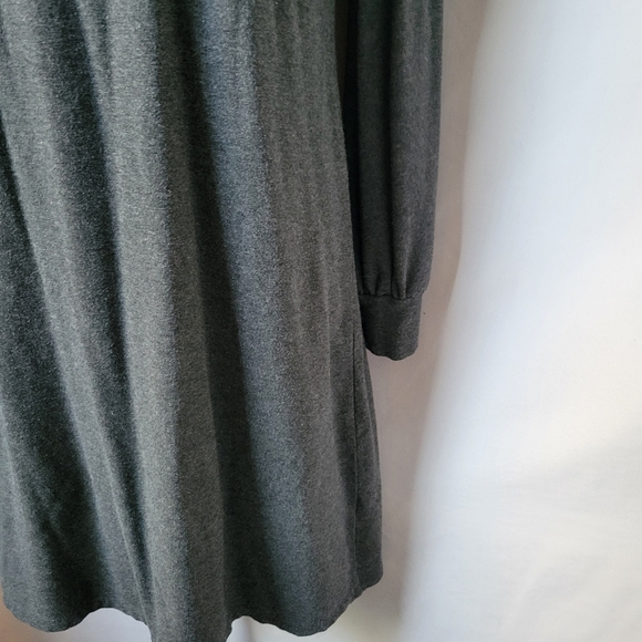 Encircled Comfy Puff Sleeve Mock Neck Dress Gray L - Picture 9 of 16